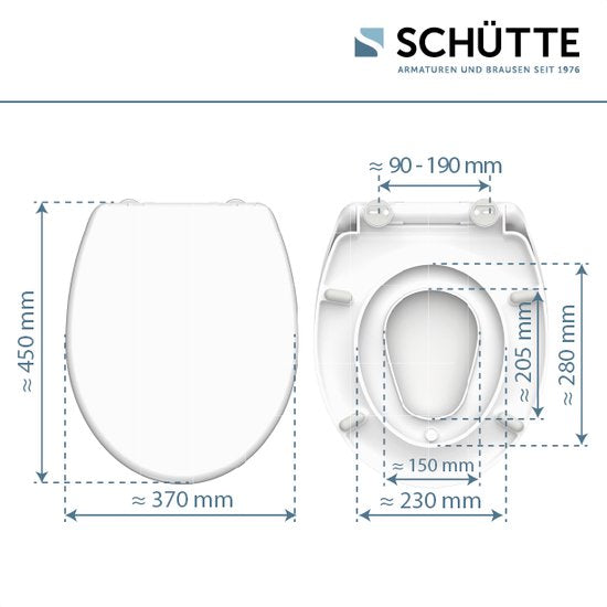 SCHÜTTE WC-Bril 82940 FAMILY WHITE - Duroplast - Soft Close - Afklikbaar - Geïntegreerde Kinderzitting - Gelakt - Wit