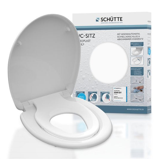 SCHÜTTE WC-Bril 82940 FAMILY WHITE - Duroplast - Soft Close - Afklikbaar - Geïntegreerde Kinderzitting - Gelakt - Wit