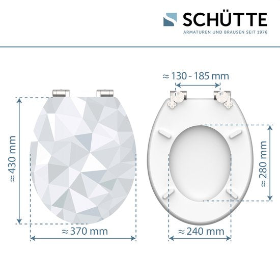 SCHÜTTE WC-Bril 80545 DIAMOND - High Gloss - MDF-Hout - Soft Close - Verchroomde Scharnieren - Belastbaar tot 175 kg - Decor - 1-zijdige Print