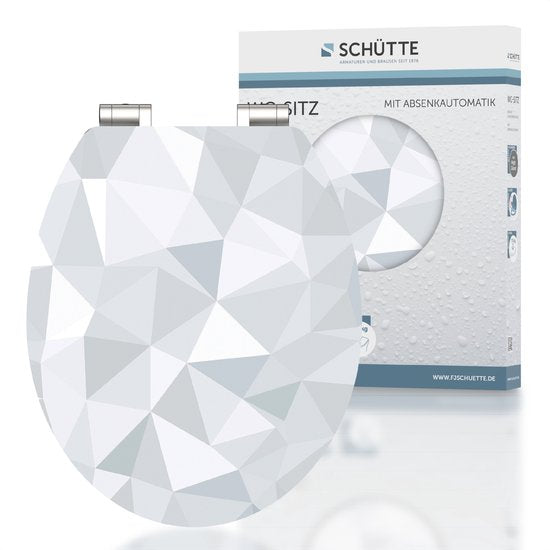 SCHÜTTE WC-Bril 80545 DIAMOND - High Gloss - MDF-Hout - Soft Close - Verchroomde Scharnieren - Belastbaar tot 175 kg - Decor - 1-zijdige Print