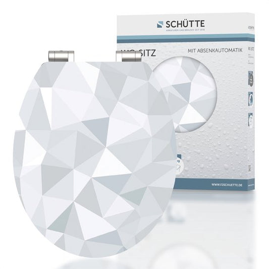 SCHÜTTE WC-Bril 80545 DIAMOND - High Gloss - MDF-Hout - Soft Close - Verchroomde Scharnieren - Belastbaar tot 175 kg - Decor - 1-zijdige Print