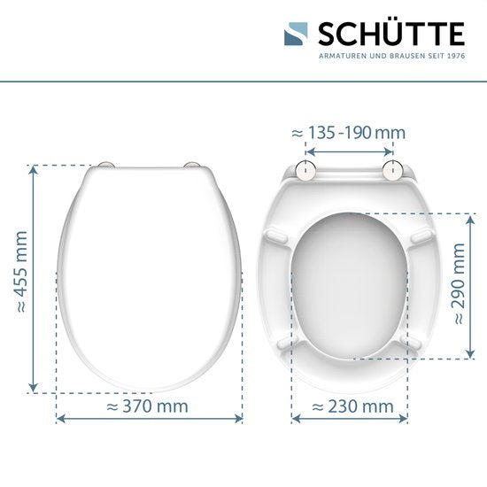SCHÜTTE WC-Bril 82000 WHITE - Duroplast - RVS-Scharnieren - Belastbaar tot 175 kg - Gelakt - Wit