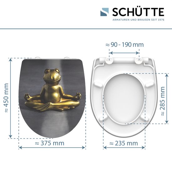 SCHÜTTE WC-Bril 82581 RELAXING FROG - High Gloss - Duroplast - Soft Close - Afklikbaar - RVS-Scharnieren - Belastbaar tot 175 kg - Decor - 1-zijdige Print