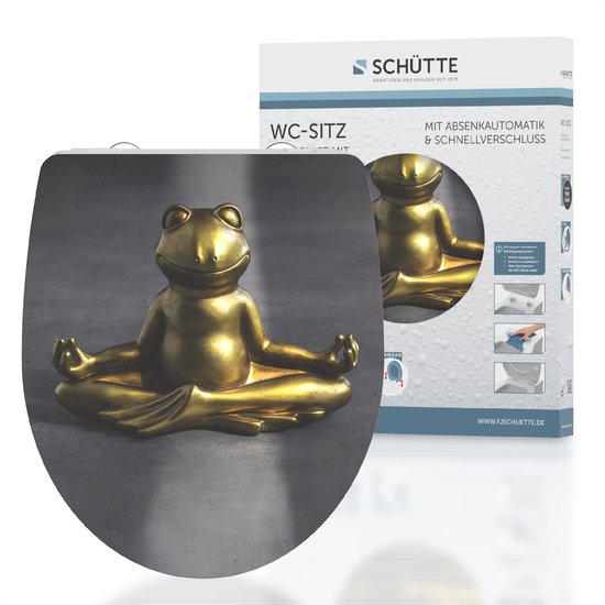 SCHÜTTE WC-Bril 82581 RELAXING FROG - High Gloss - Duroplast - Soft Close - Afklikbaar - RVS-Scharnieren - Belastbaar tot 175 kg - Decor - 1-zijdige Print