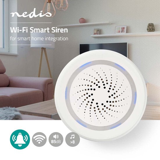 Nedis SmartLife Sirene - Netvoeding - 8 geluiden - 85 dB - Android / IOS