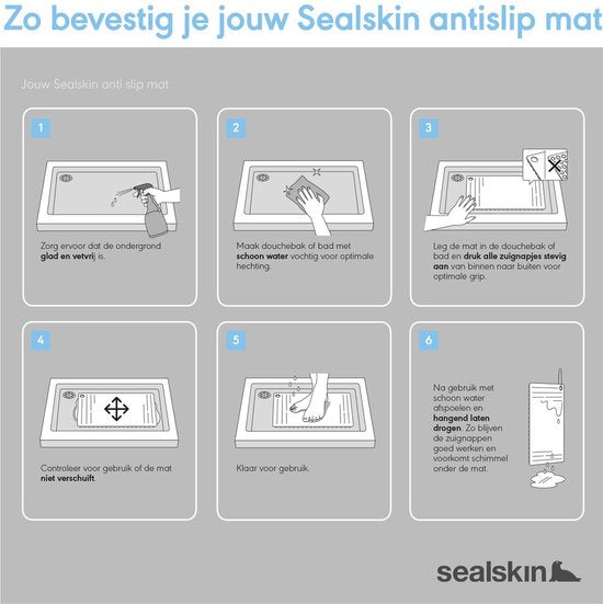 Sealskin Rotondo - Antislipmat - 55 cm - Rubber - Wit