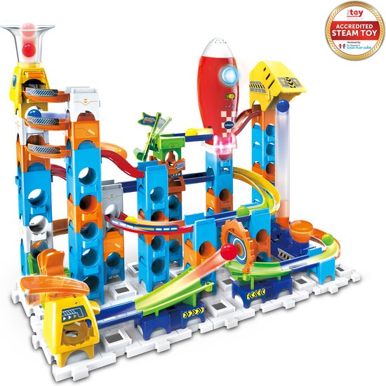 VTech Marble Rush Rocket Set Elektronisch M100E Knikkerbaan - 79 Onderdelen - Incl. 10 Knikkers met Licht- en Geluidseffecten - Cadeau - Speelgoed 3 tot 12 Jaar