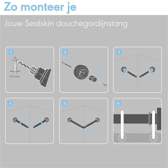 Sealskin Douchegordijnstangset - Wit
