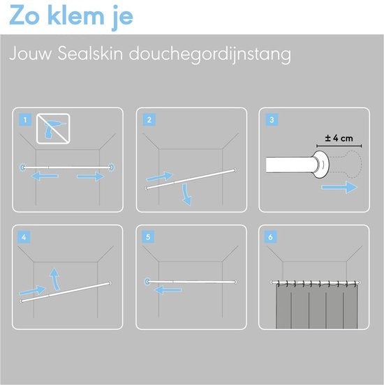 Sealskin Seallux Douchegordijnstang - 80-130 cm - Zwart
