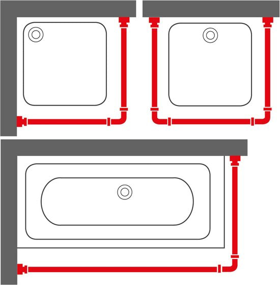 Sealskin Easy Roll - Douchegordijnstangset - Universeel - L en U vorm montage - 90x90x90 cm - Zwart