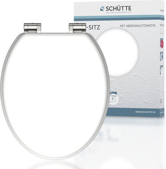 SCHÜTTE WC-Bril 80101 SPIRIT WHITE - MDF-Hout - Soft Close - Verchroomde Scharnieren - Belastbaar tot 175 kg - Gelakt - Gesatineerd Wit
