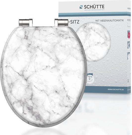 SCHÜTTE WC-Bril 80194 MARMOR STONE - MDF-Hout - Soft Close - Verchroomde Scharnieren - Belastbaar tot 175 kg - Decor - 3-zijdige Print