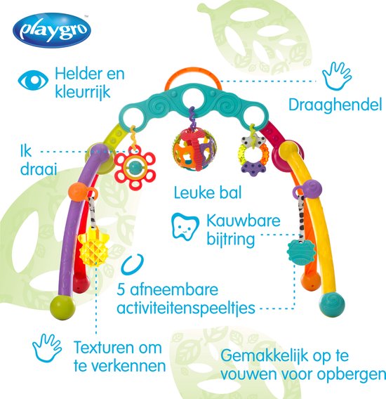 Playgro Fold and Go Playgym - Babygym - acitiviteitengym - Speelgoed Baby - Babyspeelgoed - Pasgeboren baby speelgoed - Ontwikkeling Baby - Kraamcadeau - 5 afneembare hangspeeltjes