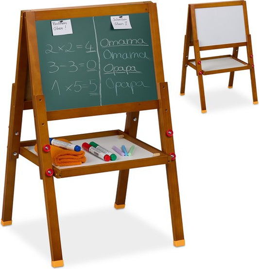 schoolbord kinderen - magnetisch - verstelbaar 65-77 cm - dubbelzijdig
