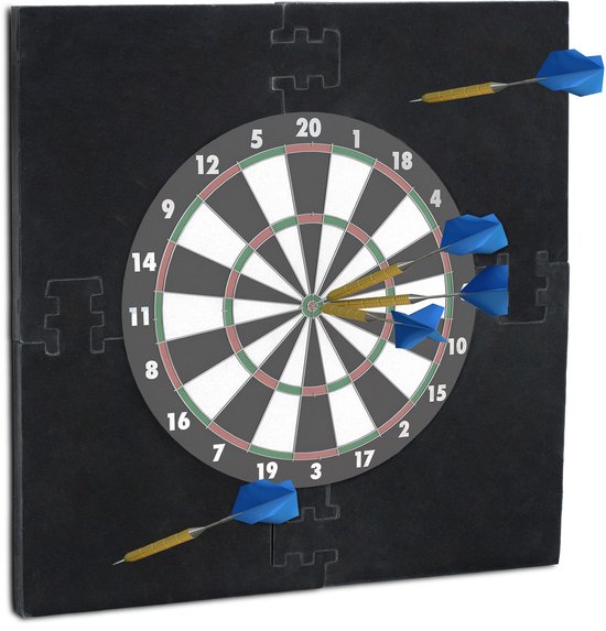 dartbord surround ring R6 - 4-delig - 45 cm - muurbescherming - Ø 71x71x3 cm - zwart