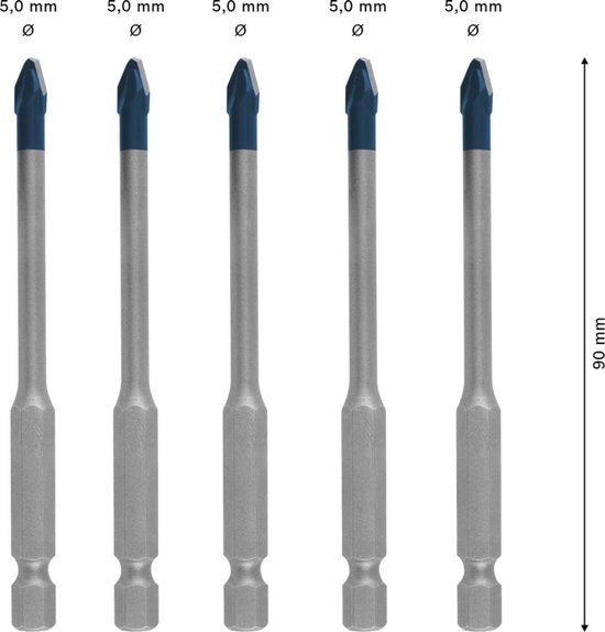 Bosch Expert HEX-9 HardCeramic boorset – 5-delige tegelboorset – voor dakpannen