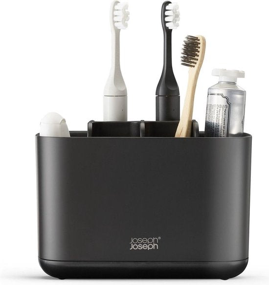 Joseph Joseph tandenborstel bakje large - Zwart - Sorteervakken | Anti-slip | Elektrische tandenborstelhouders | Handtandenborstelhouders