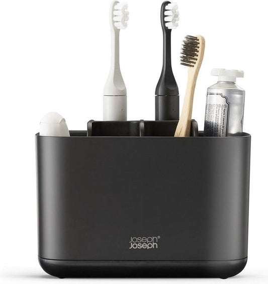 Joseph Joseph tandenborstel bakje large - Zwart - Sorteervakken | Anti-slip | Elektrische tandenborstelhouders | Handtandenborstelhouders