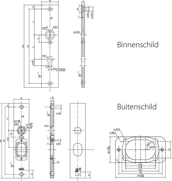 Starx Veiligheidsbeslag – Deurbeslag Zwart – Duwer/Kruk –Langschild – PC55 mm