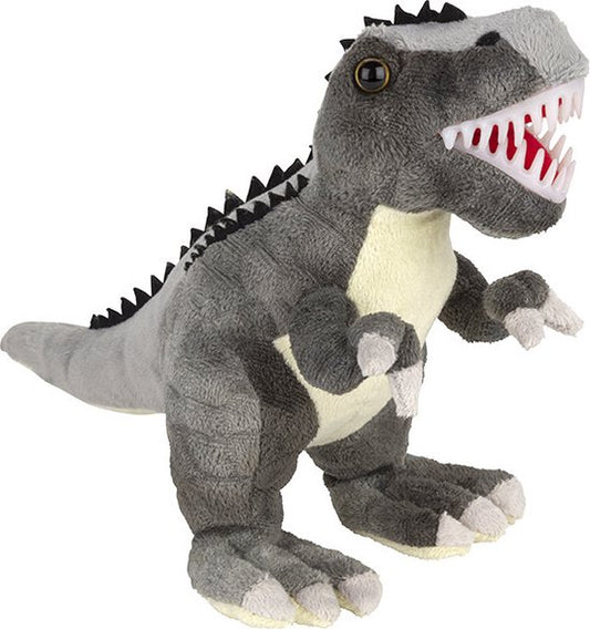 Nature Planet pluche knuffel dinosaurus T-Rex - grijs - 30 cm - Dino speelgoed - knuffeldieren