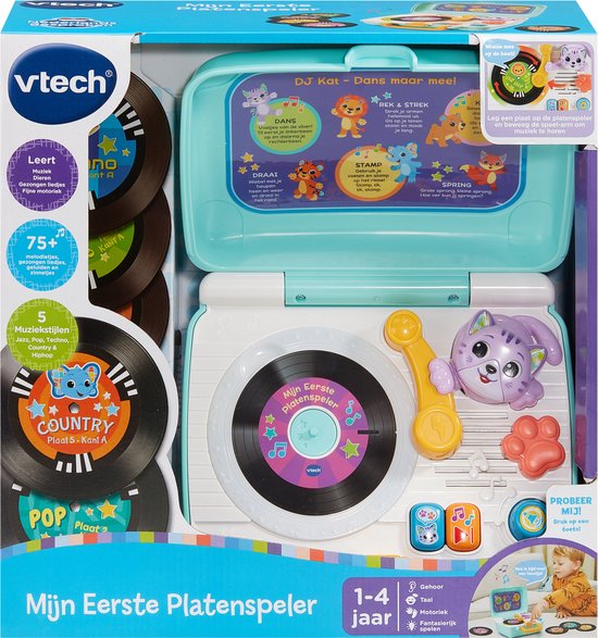 VTech Mijn Eerste Platenspeler - Interactief Speelgoed - Inclusief 5 dubbelzijdige platen - Speelgoed 1 tot 5 jaar