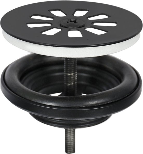 Differnz Afvoerplug Mat Zwart – Afvoerstop voor Wastafel – Ø 64 mm – 6M schroef