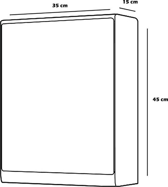 Differnz Spiegelkast - Kast met Spiegel - Badmeubel met 1 Deur - Badkamerkastje - Wit - 45x15x35cm