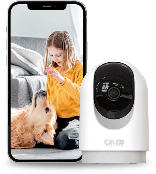 Calex Beveiligingscamera voor Binnen - 2K - Pan Tilt - Wifi IP Camera - Slimme Beveiligingscamera met Nachtzicht - Auto‑Tracking & 2‑weg Audio - Wit