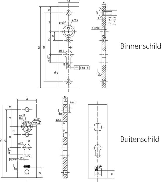 Starx Veiligheidsbeslag – Deurbeslag – Kruk/Kruk – Kortschild – Aluminium – PC55 mm