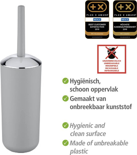 WENKO Toiletborstelhouder Brasil grijs - WC borstel met houder - Toiletborstel met houder