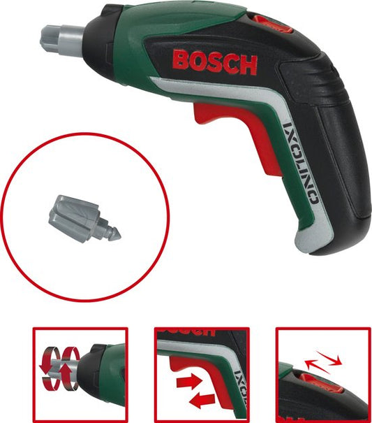 Klein Toys Bosch mini Ixolino II accu-schroevendraaier - 12,5x4x9 cm - incl. realistische geluids- en lichteffecten - groen rood zwart