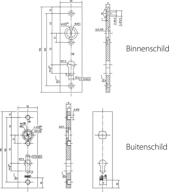 Starx Veiligheidsbeslag – Deurbeslag – Kruk/Kruk – Kortschild – Aluminium – PC72 mm