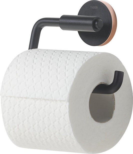 Tiger Urban - Wc rolhouder zonder klep - Toiletrolhouder - Zonder boren - Boren of lijmen - Zwart