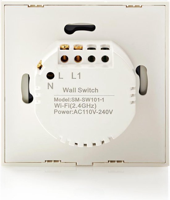 Nedis SmartLife Wandschakelaar - Enkel - Muurmontage - 1000 W - Android / IOS - Glas - Wit
