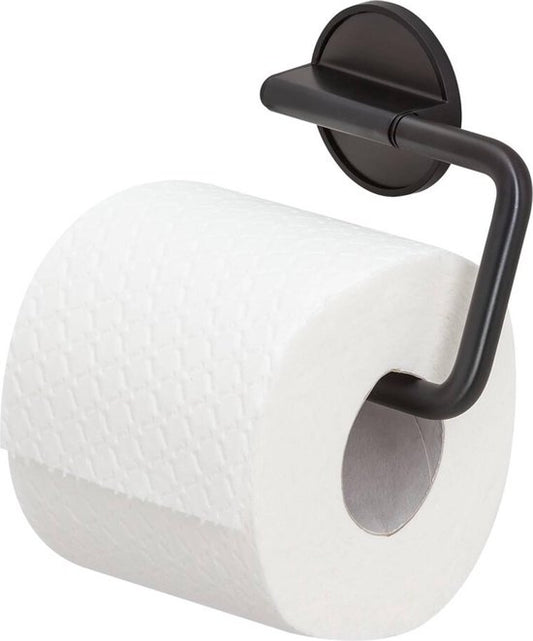 Tiger Tune - Wc rolhouder zonder boren - Toiletrolhouder - Zelfklevend 3M tape - Zwart metaal geborsteld / Zwart - Gunmetal black