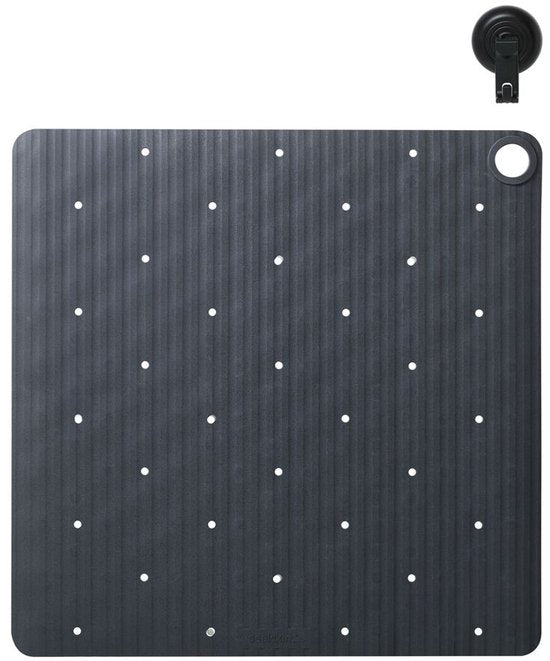 Sealskin Ribb - Antislip douchemat 55x55 cm - Antraciet - inclusief zwarte haak