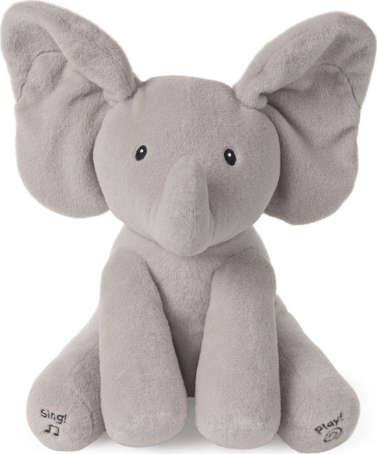 Baby GUND - Geanimeerde Flappy De Olifant - Knuffel - Grijs - 30,5 cm - Nederlands Gesproken