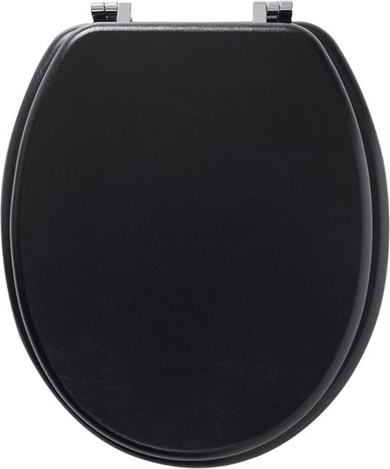 Tiger Leatherlook - WC bril - Toiletbril met deksel - MDF - Zwart