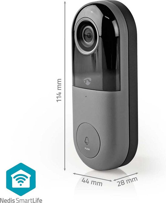 Nedis SmartLife Videodeurbel - Wi-Fi - Transformator - Full HD 1080p