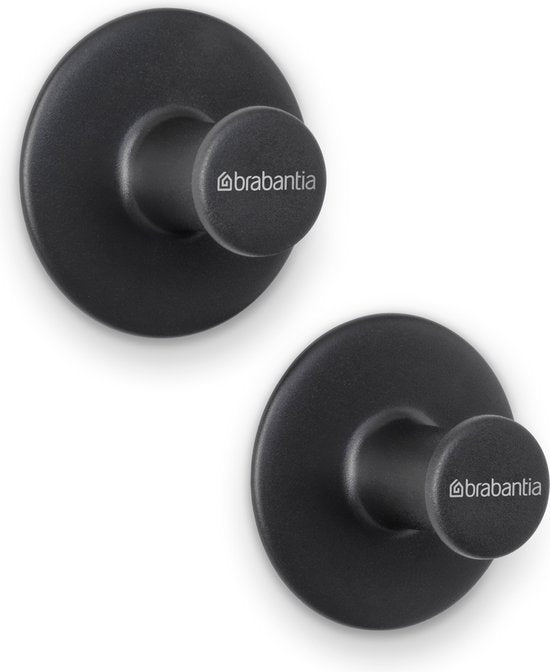 Brabantia ReNew Handdoekhaakjes - 2 stuks - Zonder boren - Dark Grey