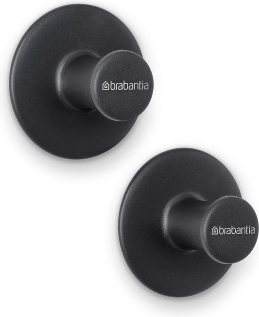 Brabantia ReNew Handdoekhaakjes - 2 stuks - Zonder boren - Dark Grey