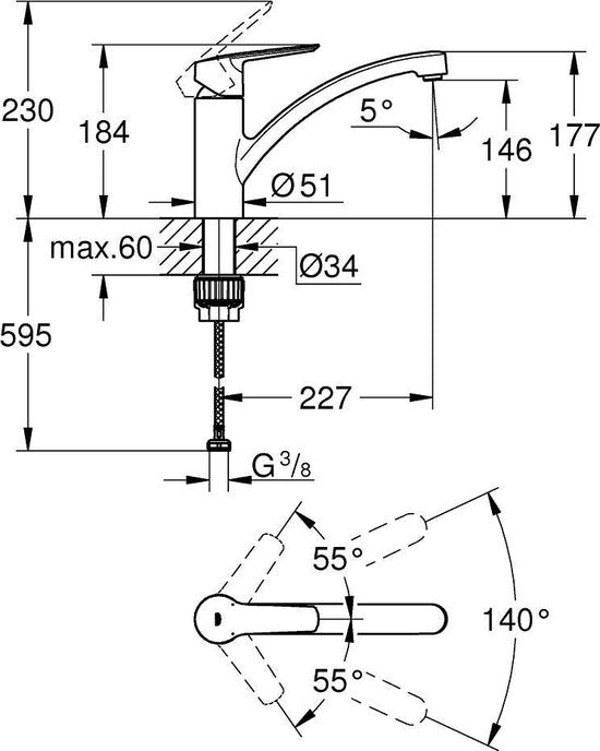 GROHE Start Keukenmengkraan - draaibare uitloop