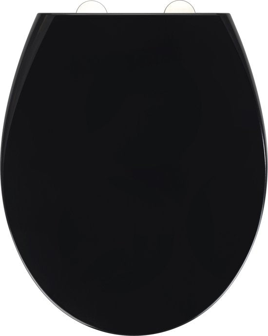 WENKO WC bril Vorno Neo zwart - antibacterieel zwart Duroplast - Easy-Close sluiting - Fix-Clip bevestiging in RVS - Toiletbril zwart - Toiletzitting zwart
