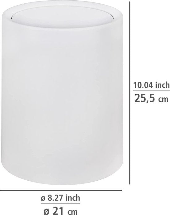 WENKO Afvalemmer Atri 6 liter in wit kunststof, met swingdeksel