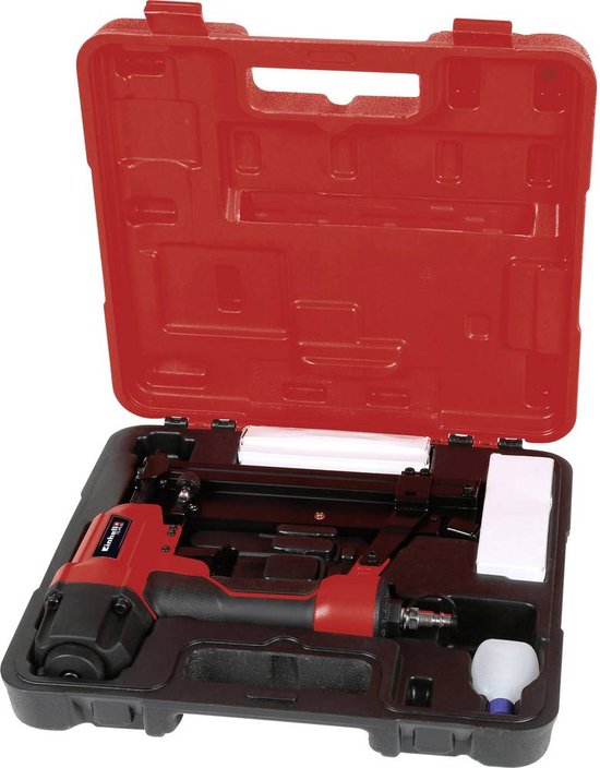 Einhell Pneumatische Tacker TC-PN 50 - Voor nieten en spijkers - Diepte afstelling - Incl. 1500 nieten en 2000 spijkers - Incl. Transport-/Opbergkoffer - Excl. Compressor