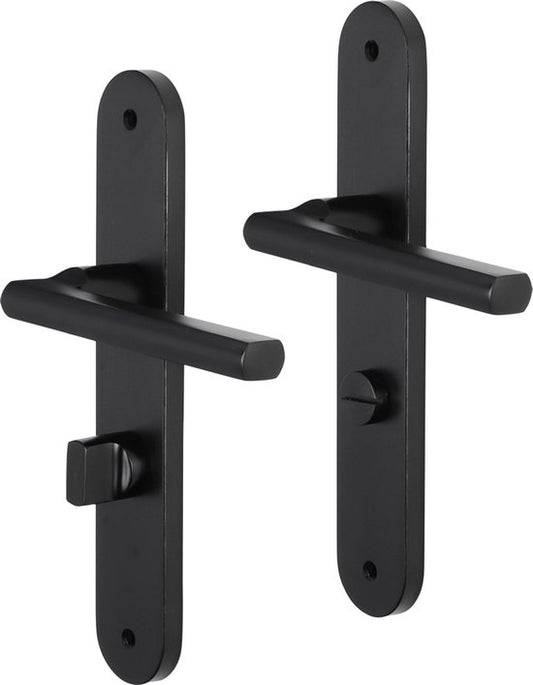 Impresso Redhill Deurklink Zwart – Deurbeslag – Ovaal – Deurschild met Schroeven en Toiletsluiting