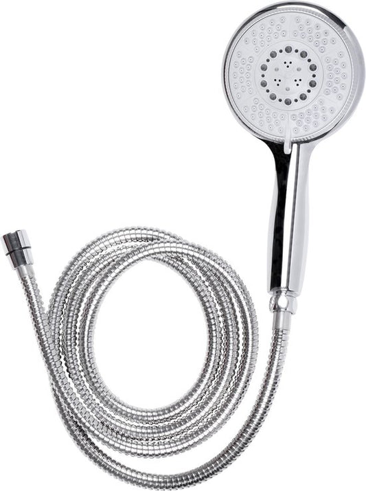 Differnz Handdouche – Douche set 5 standen – Handdouche met Slang (1,5 meter) – Chroom – Ø10 cm