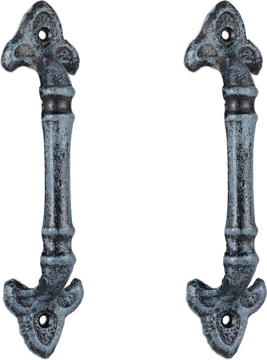 handgreep - set van 2 - voor keukenkastjes - gietijzer - 20 cm - deurgreep - grijs