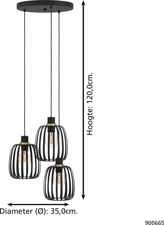 EGLO Pocicas Hanglamp - E27 - Ø 35 cm - Zwart