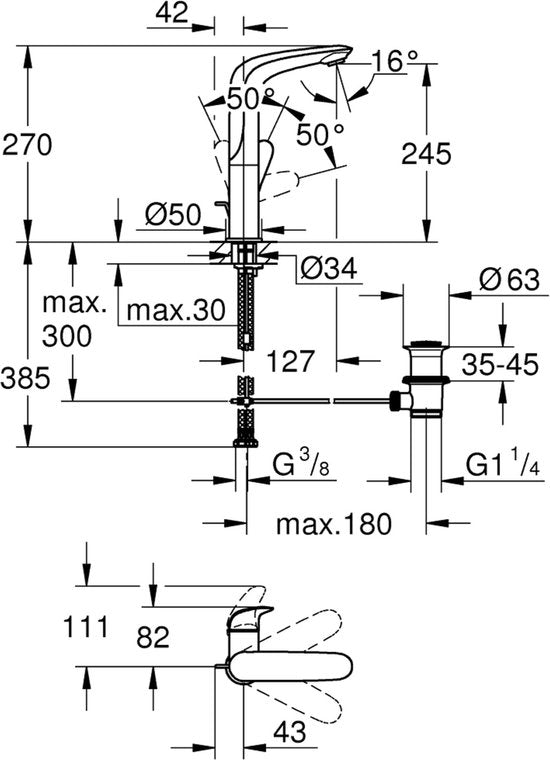 GROHE Wave New Wastafelkraan - large size - chroom